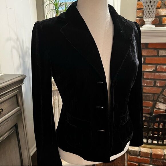 Spencer Jeremy Cropped Black Blazer Velvet PS - Picture 7 of 11